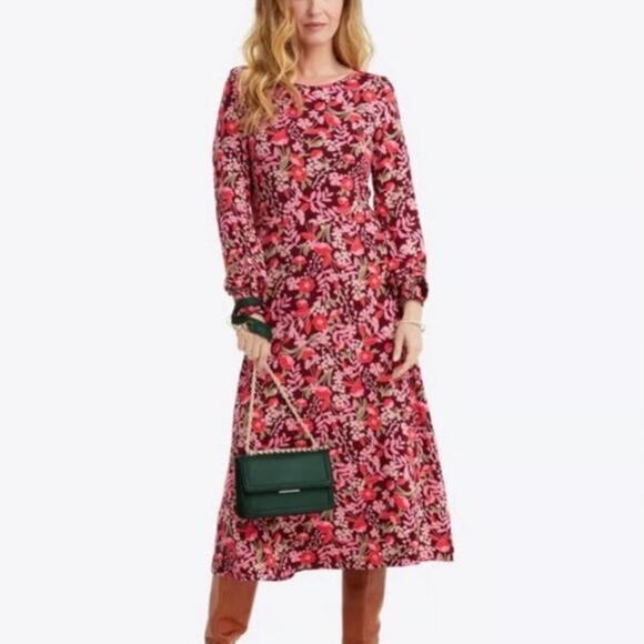 Draper James Patty Viney Floral Long Sleeve Midi Dress Women's Size S - Picture 1 of 9
